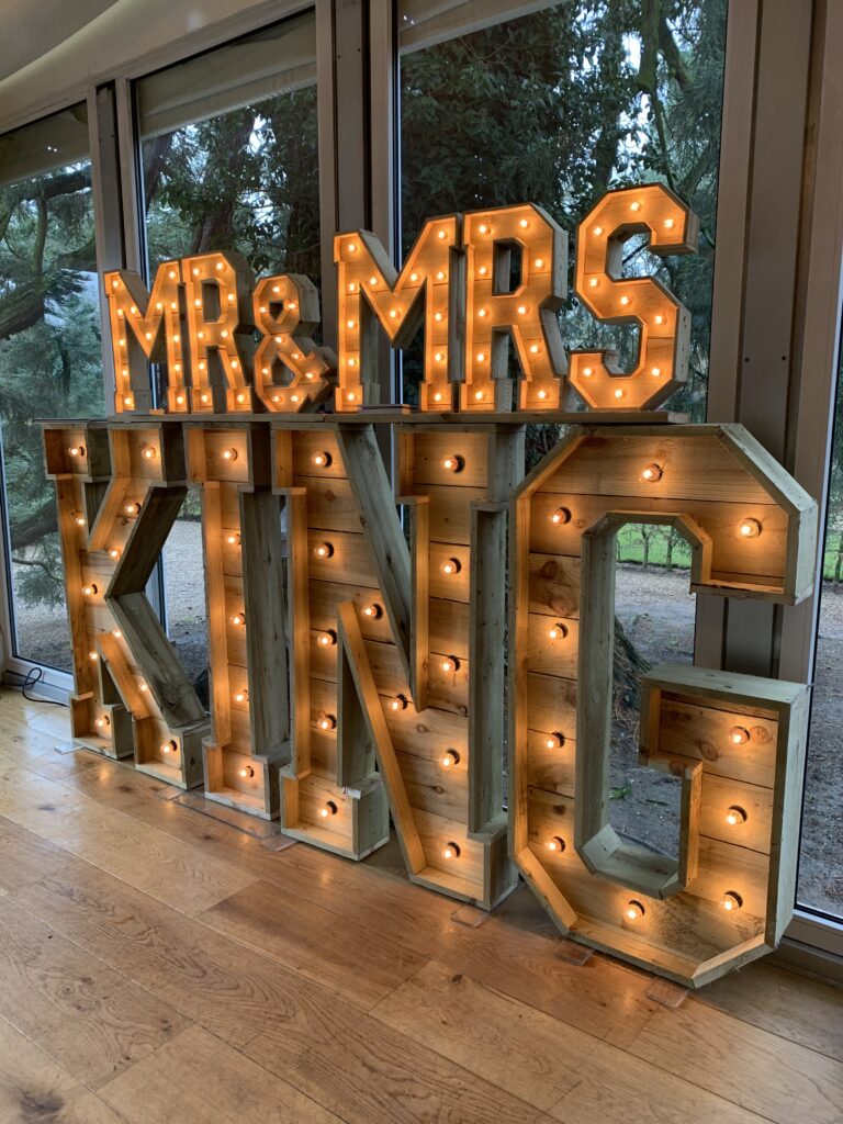 Light up wedding letters Iscoyd park