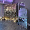 Wedding Neon Sign on gold sequin wall
